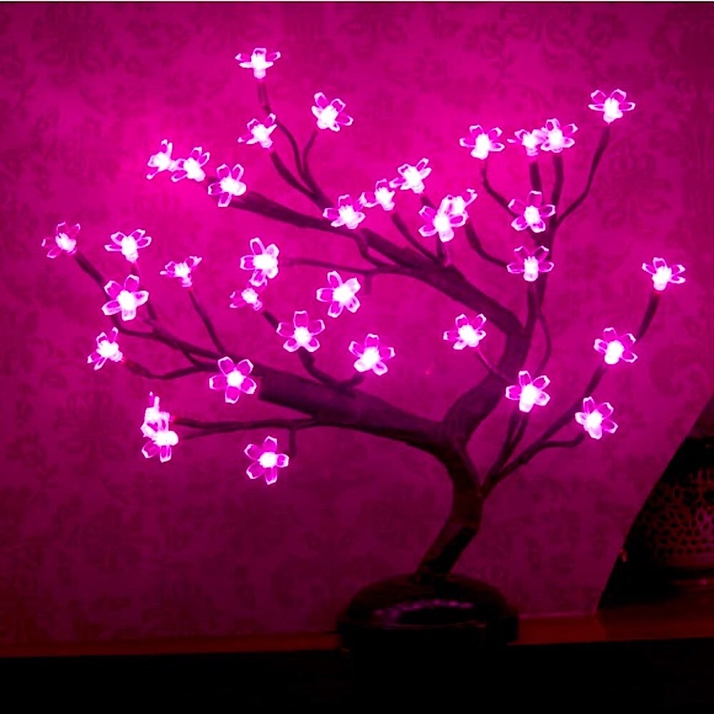 Japanese Cherry Blossom Retro Asian Cute Neon Pink Tree Decor for Birthday/Dorm